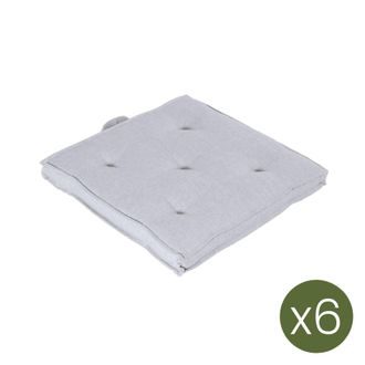 ED&Egrave;N JARD&Iacute; Pack de 6 cojines para sillas de jard&iacute;n olefin gris claro 42x42 cm