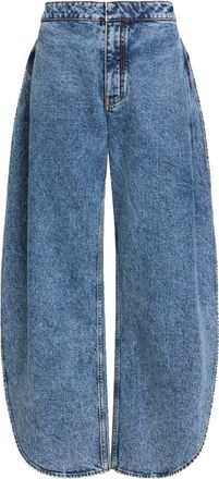 Alaia Petal Denim Pants With Side Slit