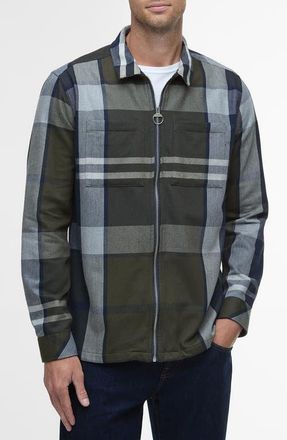 Barbour Lannich Tartan Cotton Twill Zip-Up Shirt Jacket in Fernwood Tartan at Nordstrom, Size Medium