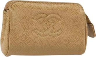 Chanel Pre-owned Pouch - Dames - Vintage Clutch - Beige - ONE Size - Leer - Vintage