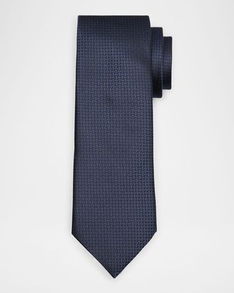 Ermenegildo Zegna Mens Tonal Geometric Jacquard Tie