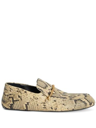 Jil Sander Loafers met slangenleer-effect - Beige