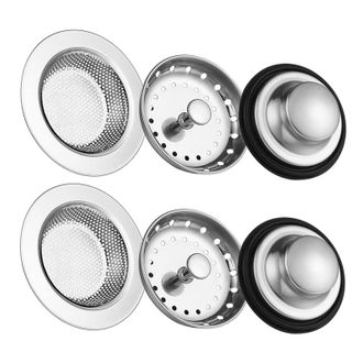 OEM [producto De Fontaner&iacute;a] 2 Unidades - Filtro De Agua De Acero Inoxidable Para Desag&uuml;e De Cocina, Anti-desbordamiento Y Anti-obstrucci&oacute;n