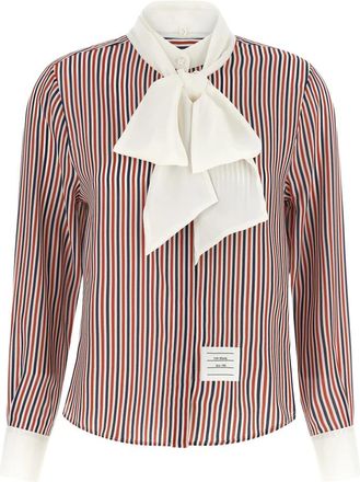 Thom Browne Gestreepte Zijde Blouse - Dames - Blouses - Veelkleurig - S - Overhemden