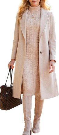 Generic Winter Coats For Women Uk Casual Lace Up Long Sleeve Wool Blend Pea Coat Notched Lapel Single Breasted Warm Midi Jacket Overcoat Business Button Trenc