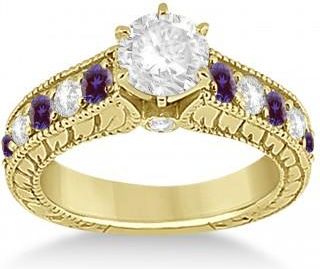 Allurez Vintage Diamond and Lab Alexandrite Engagement Ring 14k Yellow Gold (1.41ct)