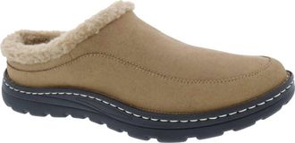 Drew Mens Palmer Comfort Slip-On Clog Slipper In Camel Microsuede