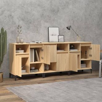 Berkfield Home Sideboards 3 pcs Sonoma Oak 60x35x70 cm Engineered Wood in Light Brown | Size: 60 x 35 x 70 cm