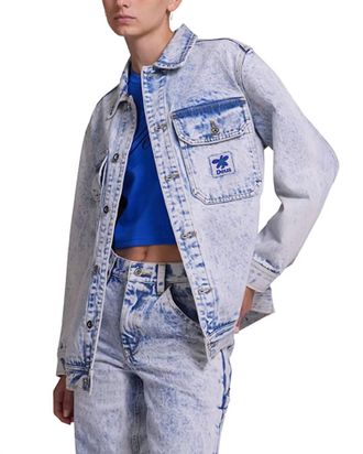 Deus Crosby Work Jacket In Indigo Acid Stonewash