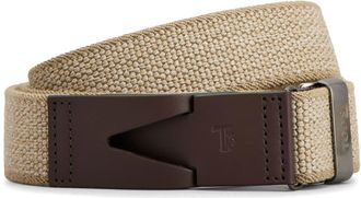 Tod's New Greca 3.5 buckle belt - men - Calf Leather/Canvas - 110 - Neutrals