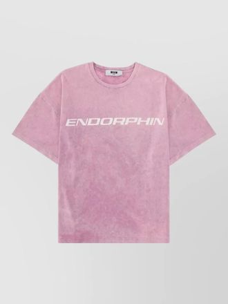 Msgm crew neck graphic print washed effect shirt