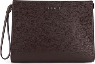 Orciani Hammered Leather Clutch With Front Logo