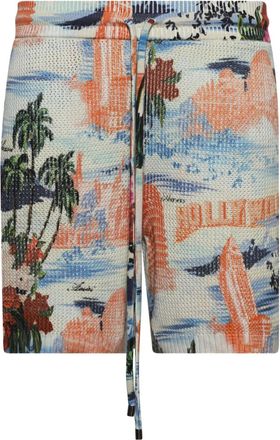 Amiri Cityscape printed drawstring shorts - men - Other Fabrics - L - Blue