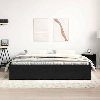 Berkfield Home Durable Bed Frame without Mattress Black Oak 200x200 cm Engineere