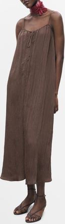 Mango Crinkle Slipdress in Brown at Nordstrom, Size 8