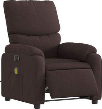 vidaXL Sillón reclinable de masaje eléctrico tela marrón oscuro Vidaxl
