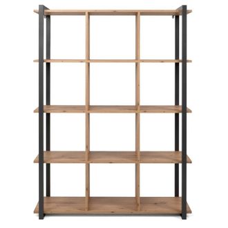 Calicosy Biblioteca con 12 compartimentos h145 cm - efecto madera y gris