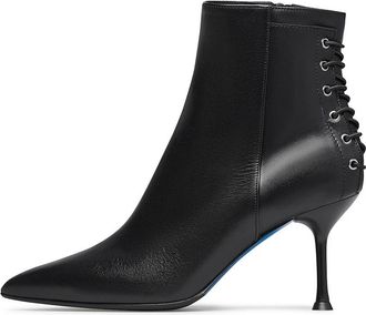 Loriblu Corset Ankelboots met Veters - Dames - Laarzen met Hak - Zwart - 40 EU - Leer - Schoenen