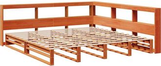 vidaXL Bookcase Bed without Mattress Wax Brown 200x200cm Solid Wood Pine Vidaxl