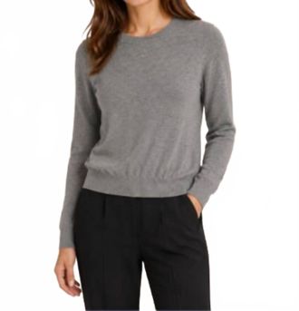 Minnie Rose Supima Long Sleeve Crew Top In Ash Grey