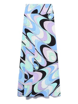 Pucci onde-print skirt - women - Viscose/Spandex/Elastane - 44 - Blue
