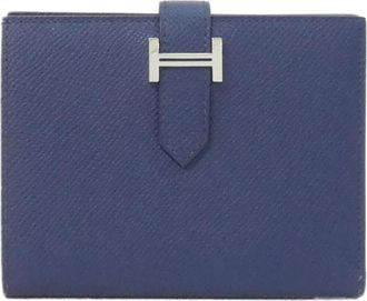Herm&egrave;s Blue Navy Epsom Leather Wallet (Bi-Fold) (Pre-Owned)