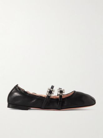 Roger Vivier Ballerine In Pelle Con Cristalli - Nero
