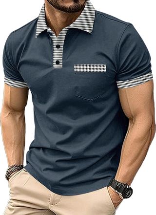 Generic Mens Polo Shirts Casual Short Sleeve Athletic T-Shirts Classic Contrast Collar Shirt with Pocket (UK, Alpha, XXL, Regular, Regular, 6)