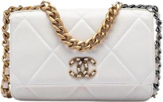 Chanel Pre-owned Wallet on Chain - Dames - Vintage Schoudertas - Wit - ONE Size - Leer - Vintage