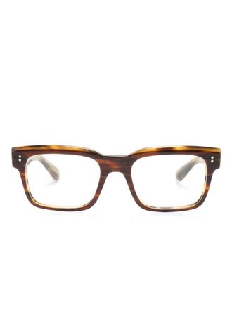 Oliver Peoples Occhiali squadrati con effetto tartarugato - Marrone
