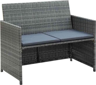 vidaXL Vidaxl - Sof&aacute; De Jard&iacute;n 2 Plazas Con Cojines Rat&aacute;n Sint&eacute;tico Gris