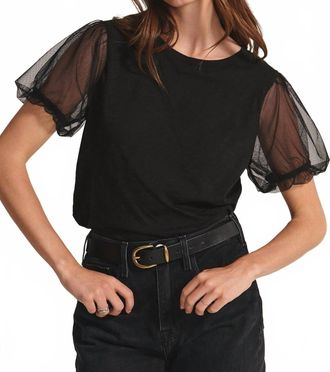 Velvet Cotton Slub Novelty Justine Top In Black
