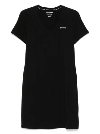 DKNY studded-logo mini dress - women - Cotton/Elastane - S - Black