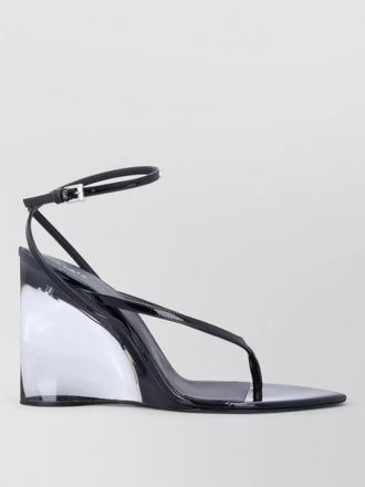 Alaia plexiglass wedge thong sandal calfskin strap