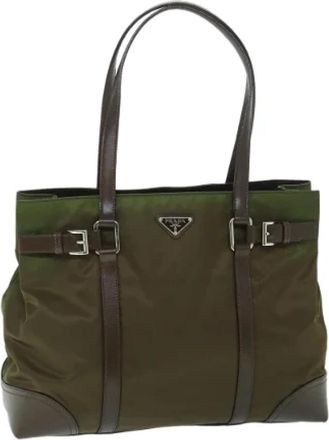Prada Pre-owned Vintage leren tote bag - Dames - Vintage Shopper - Groen - ONE Size - Leer - Vintage