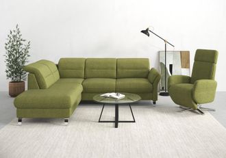 Sit&more Ecksofa »Grenoble L-Form mit Federkern« wahlweise mit Bettfunktion, Bettkasten, Arm- und Kopfteilverstellung