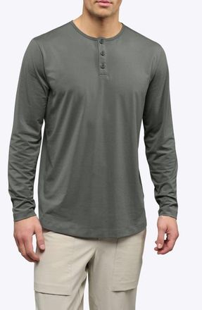 Cuts AO Curved Hem Long Sleeve Henley in Castor Grey at Nordstrom, Size Xx-Large