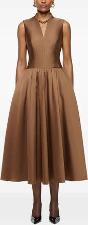 Roland Mouret taffeta-texture midi dress - women - Polyester/Silk/Polyester - 8 - Brown