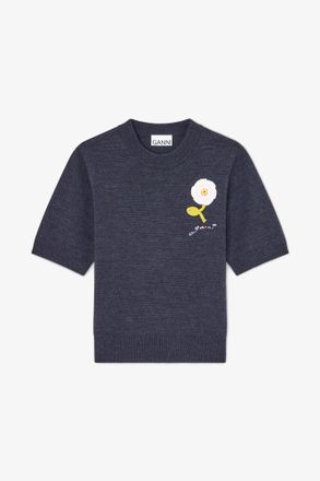 Ganni Mixed Tee in Merino - Size XS Wool