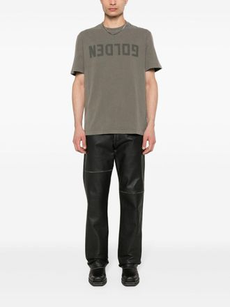 Golden Goose Logo-Print Cotton T-Shirt - Sage Green