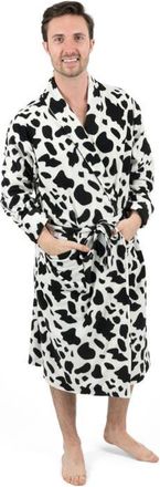 Leveret Mens Fleece Robe in Cow Black at Nordstrom, Size X-Large