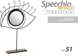 Trade Shop Trade Shop - Specchio Da Tavolo 51cm Occhio Nero Bagno Beauty Trucco Metallo Decorativo 782275