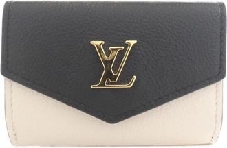 Louis Vuitton Black Noir Rose Leather Middle Wallet (Tri-Fold) (Pre-Owned)