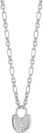 Sphera Milano Cubic Zirconia Padlock Pendant Necklace in Silver at Nordstrom Rack