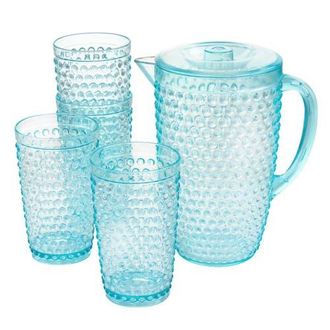 Gibson Home Malone 5 Piece Plastic Pitcher and Tumbler Set in Clear at Nordstrom