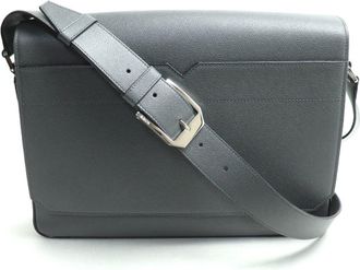Valextra Charcoal Gray Leather Shoulder Bag (Pre-Owned)