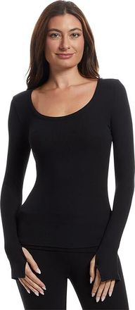 Barefoot Dreams Ultra Soft Rib Long Sleeve T-Shirts Womens Clothing Black : MD (US 10-12), Spandex/Viscose
