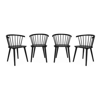 Sweeek Silla de bar de madera, set de 4, negro