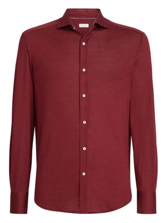 Brunello Cucinelli button-fasteninf long-sleeve shirt - men - Silk/Cotton - S - Red