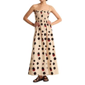 mare di latte Line Polka Robe - Dames - Maxi kleedjes - Beige - XS - Katoen - Kleedjes